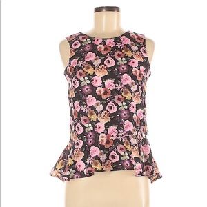 H&M flower print shirt with peplum ruffle.